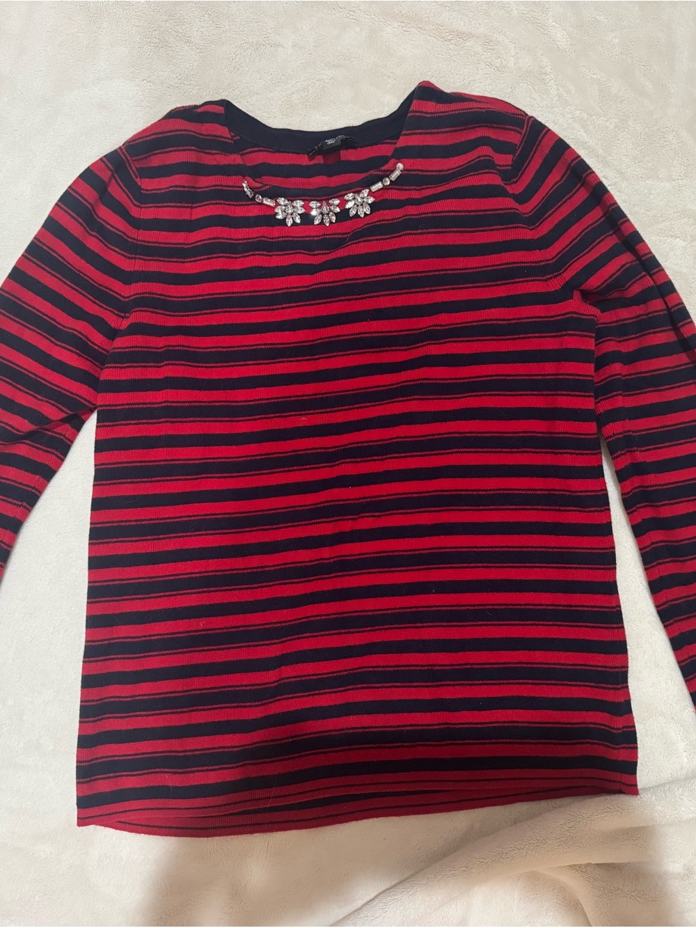 Women’s Red and Black Striped Long-Sleeve Top - the limited (brand)